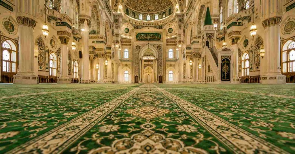Green mosque carpet